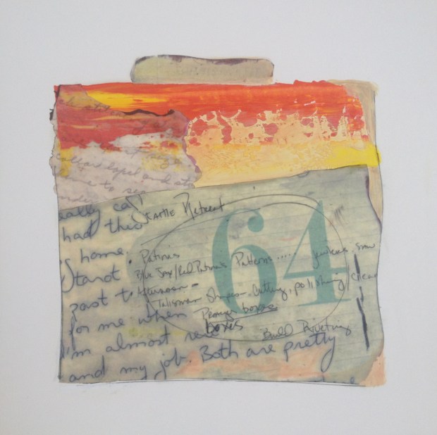 "Sophisticated"  10" x 10"  Oil and Collage on Clayboar  $175