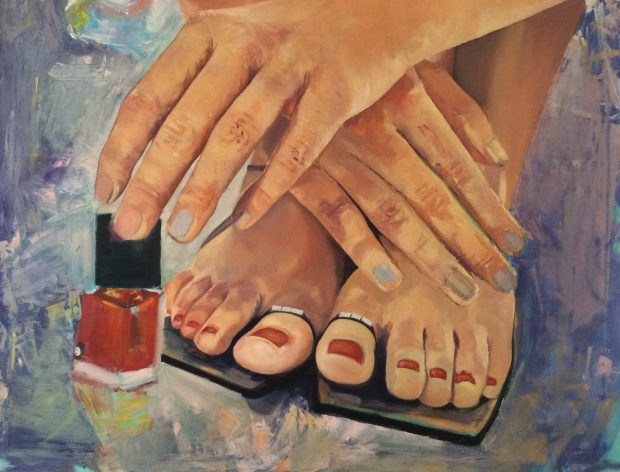 "Getting Ready"  5' x 5'  Oil on canvas  $3,000